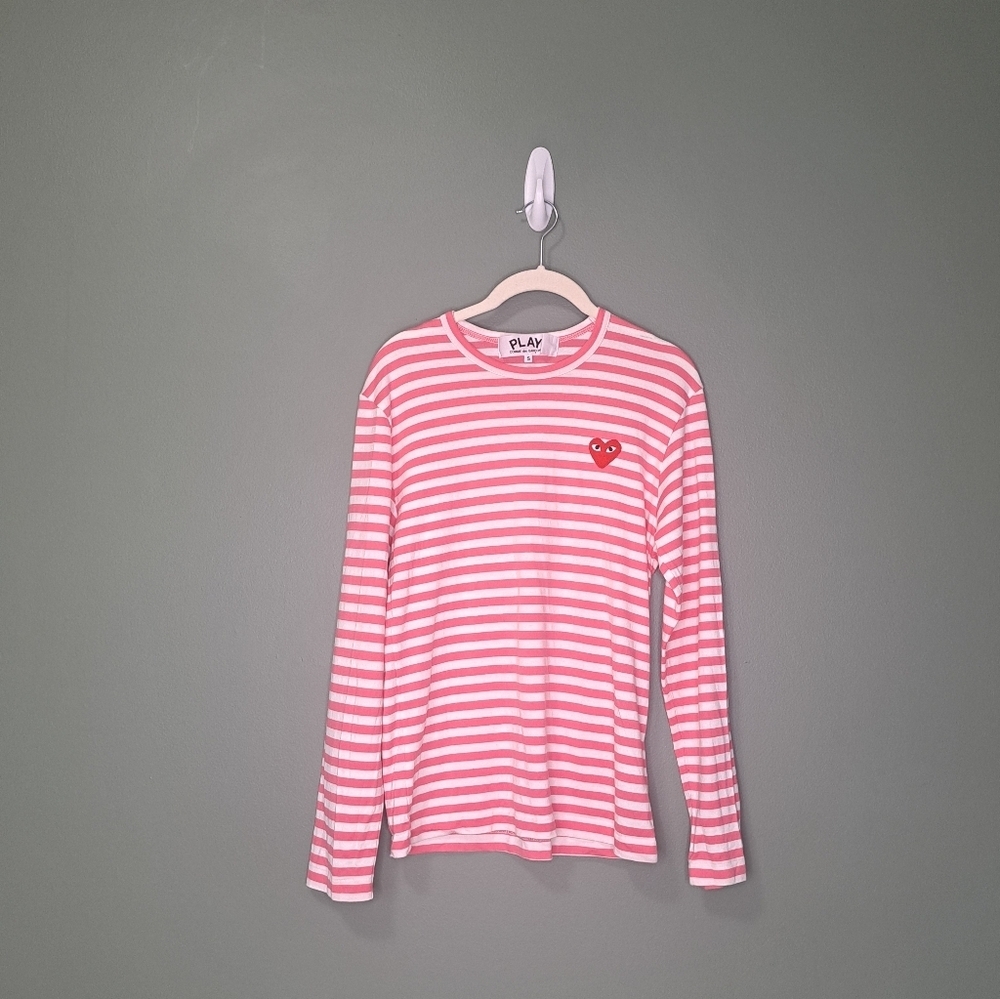 Comme Des Garcons Play Bright Stripe Long Sleeve T-shirt Pink Small NWOT - Picture 6 of 11